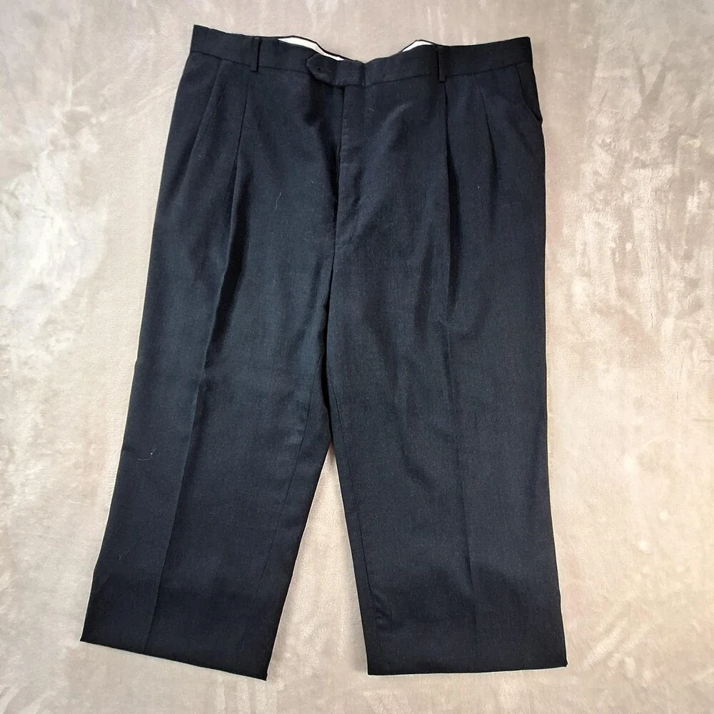 Tallia Uomo Suit Mens 52L 2 Piece 48 Waist Charcoal Super 100s Wool Made USA